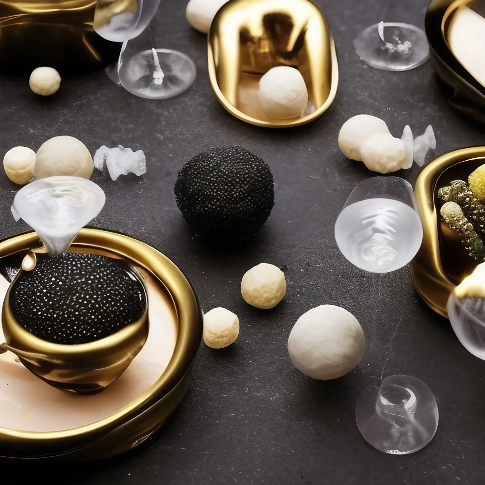 Gold and black tableware set for a lunar dinner